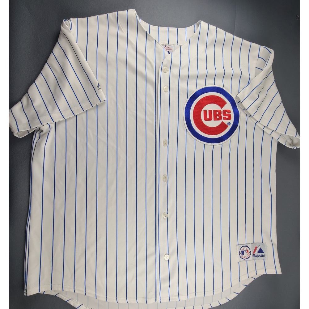 Vintage Chicago Cubs Majestic Baseball Jersey Adult White Stripes USA Made - 2X